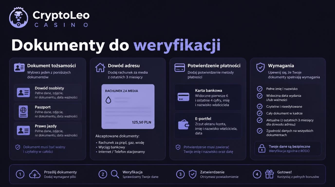  Zdjęcia akceptowanych dokumentów i wymagań dla poprawnej weryfikacji konta